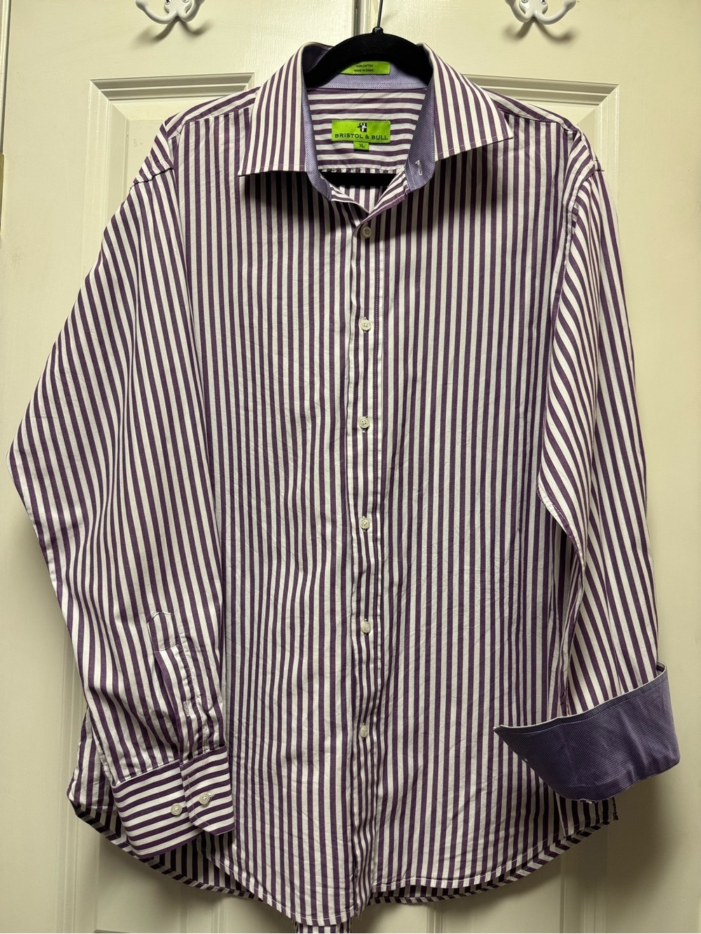 Bristol & Bull Men's Purple Stripe Dress Shirt